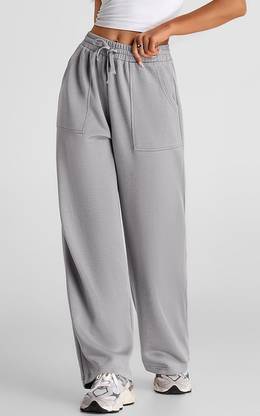 Q-Rious Solid Women Grey Track Pants