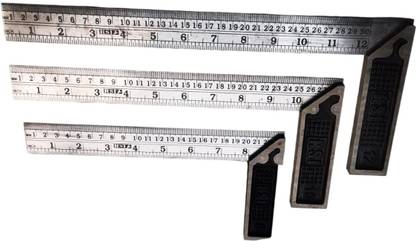 Gadariya King try square with 8,10,12 inch steel ruler scale heavy duty 90 degree(Pack of 3) Tri-Square
