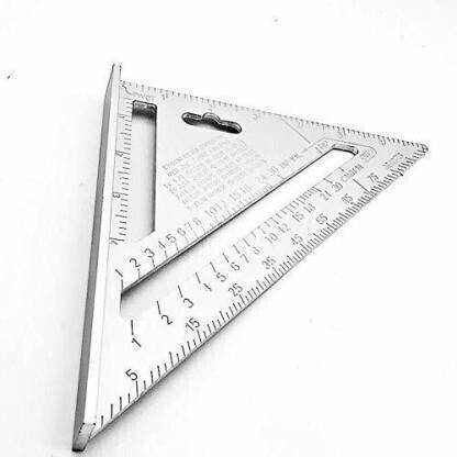 Kmils Aluminum Alloy Double Side 90 Degree Right Angle Triangle Scale Ruler with Metric Inch Measurement Hand Tool | Set Square Tri-Square