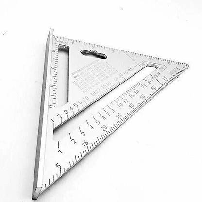 SEASPIRIT Aluminum Alloy Double Side 90 Degree Right Angle Triangle Scale Ruler with Metric Inch Measurement Hand Tool | Set Square Tri-Square (Pack of 1) Tri-Square