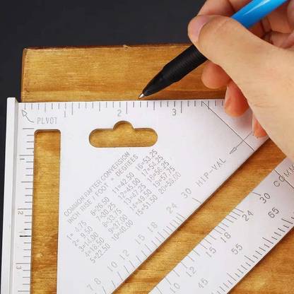 Emergity Double Side Scale Aluminium Alloy Metric Inch Triangle Measurement Hand Tool | Speed Square tool Carpenter | Protractor Ruler Tri-Square