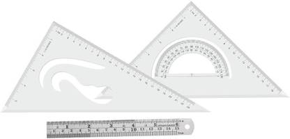 CRESSO Set Square, Set Square Ruler, For School, College, With 15 CM Steel Scale Combination Square