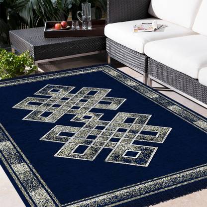 BSB HOME Multicolor, Dark Blue, Gold Chenille Carpet