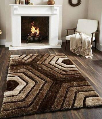 RM Handloom Brown Polyester Carpet