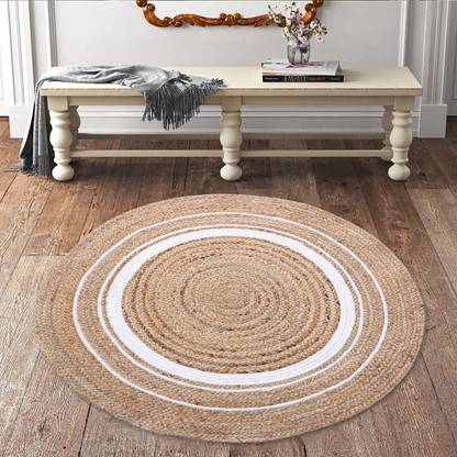 KUBER INDUSTRIES White, Beige Jute Carpet