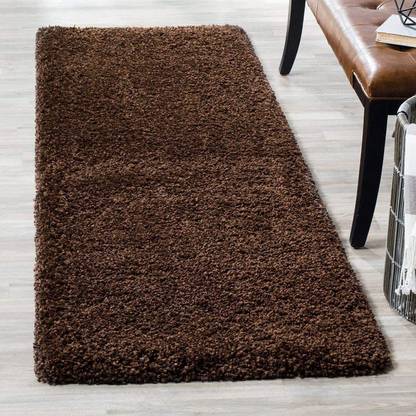 Shag Weaving Brown Polyester Runner