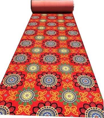 SanayaCarpet Red, Multicolor Polyester Carpet