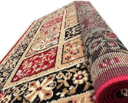 R CARPETS Red, Maroon Acrylic Carpet