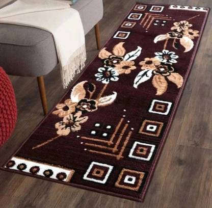Samjeeda Handloom carpets Brown Polyester, Acrylic Runner
