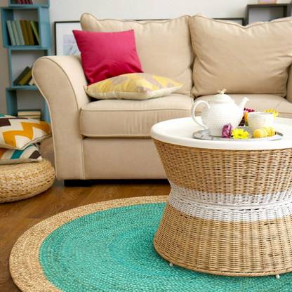 Deevit Light Blue Jute Area Rug