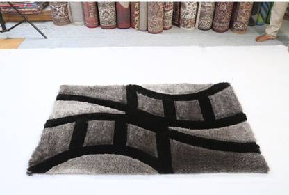 Saba Black, Grey Polyester Carpet