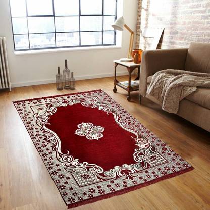 JSR Maroon Polyester, Chenille Carpet