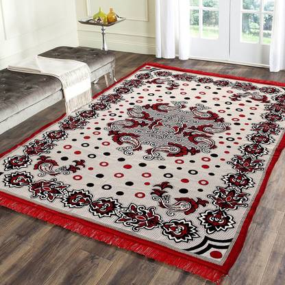 Flipkart SmartBuy Maroon, Black Cotton Carpet