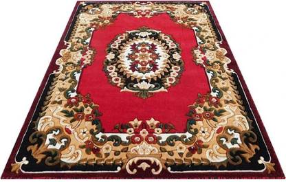 R CARPETS Red Silk, Wool Carpet