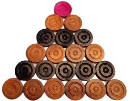 Dinetic Wooden carrom coins set of 24 Carrom Pawns (Pack of 24) Carrom Pawns