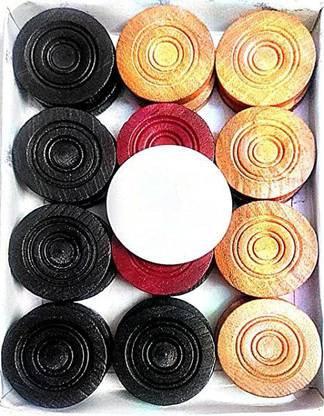 UTE SPORTS Carrom Coin Set of 24 coins with Stricker And Powder Board Game Accessories, Carrom Pawns