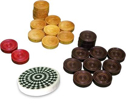 PERICO WOODEN CARROM COIN WITH WHITE MARBLE DESIGN STRICKER Carrom Pawns