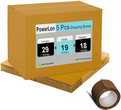 POWERLON Corrugated Cardboard Box For Packing, Shifting and other Purpose, Box Size : 29x19x18 Inch Packaging Box