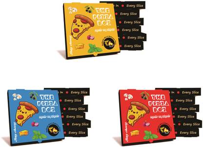 Bleus Pizza Box Craft Paper For 8 inch Pizza, Size- L-8", B-8", H-1.5" Inch, Keep Your Pizza Hot & Fresh Packaging Box