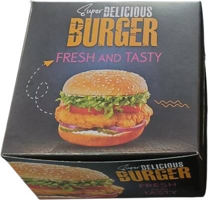 KHAANA PACKAGING Burger Box Paper Biodegradable 4.5X4.5X3'' Eco-Friendly Fast Food Boxes for Fries Snacks, Burger Packaging Box