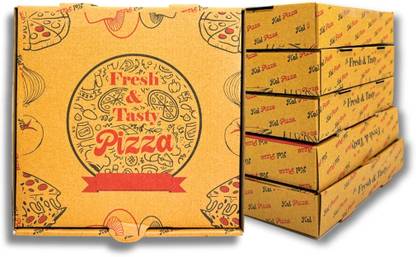 KHAANA PACKAGING Pizza Box Cardboard, Craft Paper Pizza Box (9 inch) 3ply Corrugated pizza box size -8.75X8.75X1.5'' inch Pizza Packaging Box