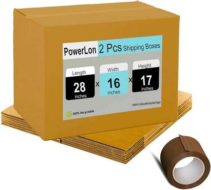 POWERLON Corrugated Cardboard Box For Packing, Shifting and other Purpose, Box Size : 28x16x17 Inch Packaging Box