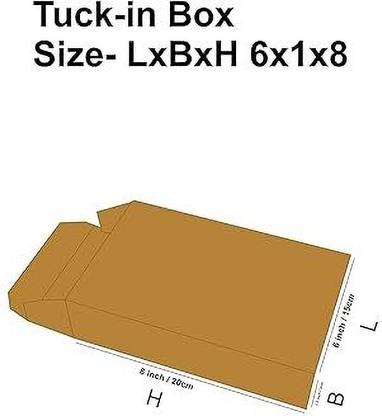Bleus Corrugated Paper, Cardboard Tuck-in Box, Size-6x1x8", L-6 B-1, H-8, Inch Packaging Box