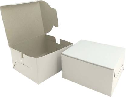 GROWNEX PVT. LTD. Cake Box Paper White Simple and Plain Empty Box for Food Storage Cakes, Pastry, Muffins Packaging Box