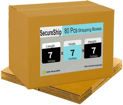 POWERLON Corrugated Cardboard 3PLY Eco-friendly Packing, Shipping, Moving, Courier, Box Size : 7x7x7nch Packaging Box
