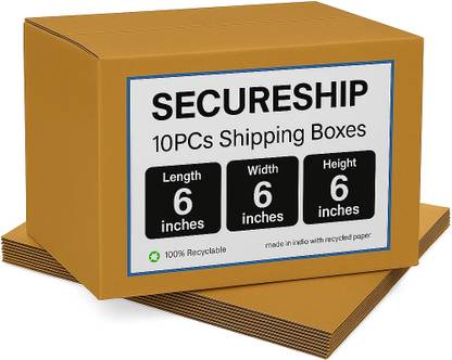 SecureShip Corrugated Cardboard Strong 3-Ply Shipping Box Size-6 X 6 X 6–Ideal for Safe Packaging & Storage Packaging Box