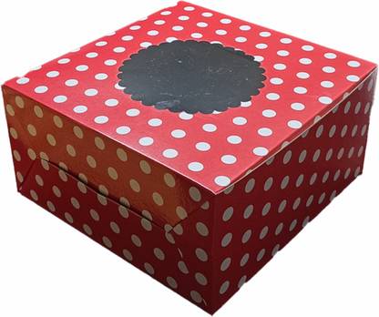 KONFIZ Cake Box Paper for 2 pound Cake-Polka Dot Design 10x10x5 inch size-(10 box pack) Packaging Box