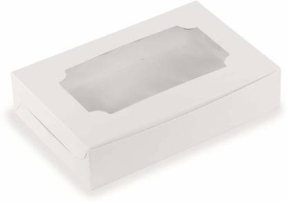 BELCORR Cake Box Paper White Brownie Box with Window for Packaging and Gifting; Size-23x12.5x5 cms Packaging Box