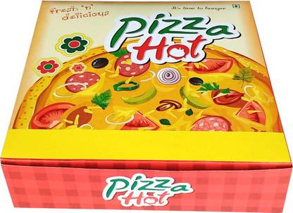 GROWNEX Pizza printed box, snacks box, sandwich box (size - 7.5 x 7.5 x 1.2 INCHES) set of 40 boxes Printed Party Box