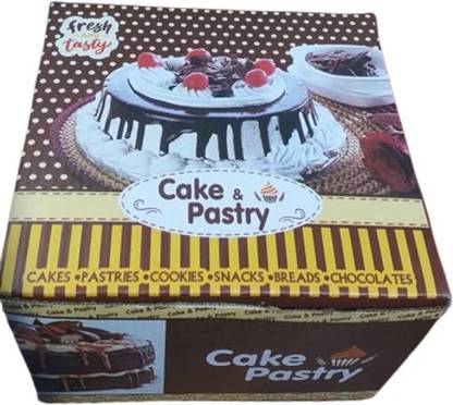 KHAANA PACKAGING Corrugated Cardboard Cake Box Brown Printed Cake Box 8X8X5.5 inch Cakes, Pastry Packaging Box