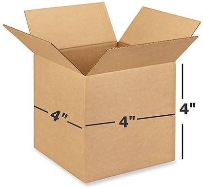 POWERLON Corrugated Cardboard Box For Packing, Shifting and other Purpose, 4 x 4 x 4 inches Packaging Box