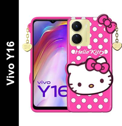 Rance Back Cover for Vivo Y16 - Hello Kitty Case | 3D Cute Doll | Soft Girl Back Cover with Pendant