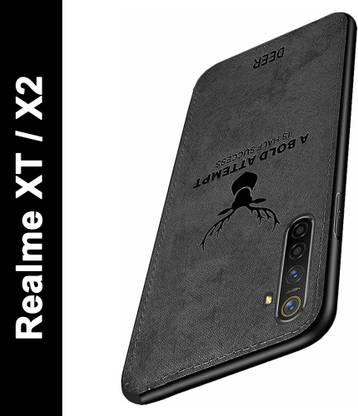 MOBILOVE Back Cover for Realme XT, Realme X2 | Deer Pattern Cloth Texture Leather Finish Soft Fabric Case