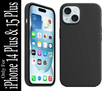 FIXTOTEL Back Cover for iPhone 15 Plus, iPhone 14 Plus, With Logo, Slim Soft Liquid Gel, Silicone, Microfiber Lining