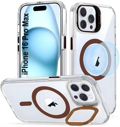 AIBEX Back Cover for Apple iPhone 16 Pro Max | Transparent Slim Case with Built-in Camera Stand | MagSafe