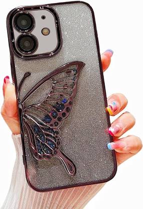 casohitech Back Cover for Apple iPhone 12, iPhone 12, Glitter Butterfly, Flexible