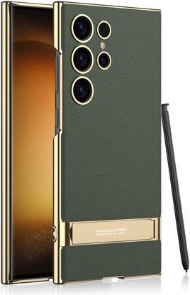 Midkart Back Cover for Samsung Galaxy S24 Ultra Leather Cover with Kickstand Hard PC Electroplating Finish Case
