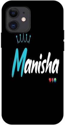 Royal Case Back Cover for APPLE iPhone 12 MANISHA, QUEEN, BLACK, NAME LETTER, ABSTRACT, ART, TEXTURE