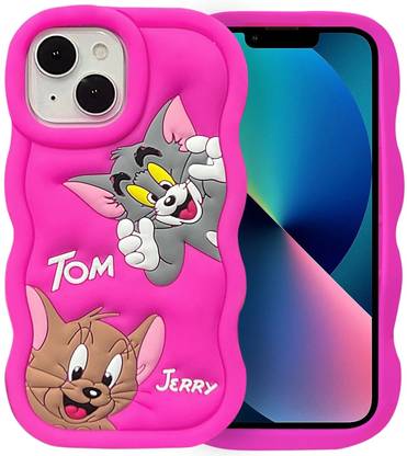 Sapat Back Cover for iphon 13/14/15 soft silicon cute design TOM AND JERRY, for girls and Boyss.