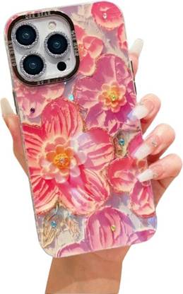 PEEPERLY Back Cover for iPhone 15 Pro Rhinestone Petalique Phone Case Without Bracelet