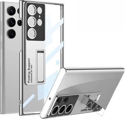 SCALEBEE Back Cover for Samsung Galaxy S23 Ultra Electroplated Thin Transparent Case with Kickstand
