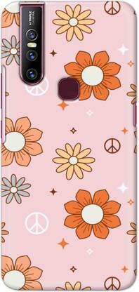 NDCOM Back Cover for Vivo V15 Retro Aesthetic Flowers Printed Hard Case
