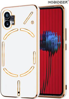 MOBIDEER Back Cover for Nothing Phone 1, Golden Line, Premium Soft Chrome Case | Silicon Gold Border