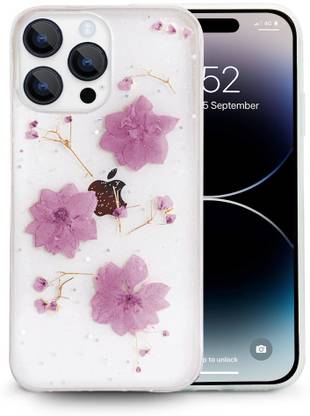 SQUIF Back Cover for Apple iPhone 14 Pro Max Case with Real Natural Dry Flowers Inside