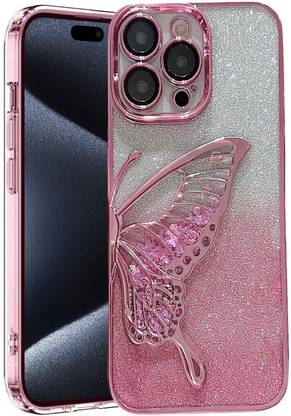 casohitech Back Cover for Apple iPhone 15 Pro Max, iPhone 15 Pro Max, Glitter Butterfly, Flexible