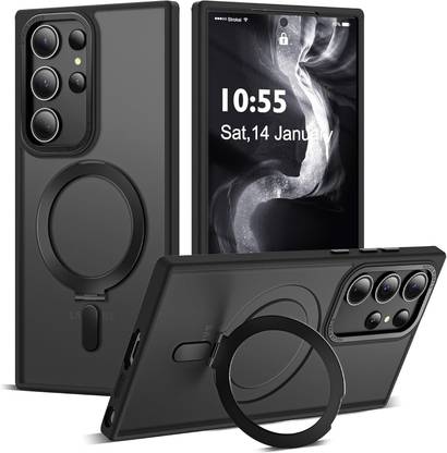 FIEUSCHE Back Cover for Samsung Galaxy S22 Ultra Case with Invisible Alloy Ring Stand, Compatible with Magsafe